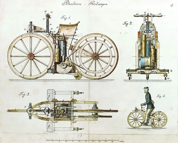 Daimler Reitwagen - η πρώτη μοτοσικλέτα από την Gottlieb Daimler, 1885
