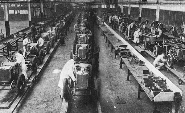 Γραμμή συναρμολόγησης Ford το 1908